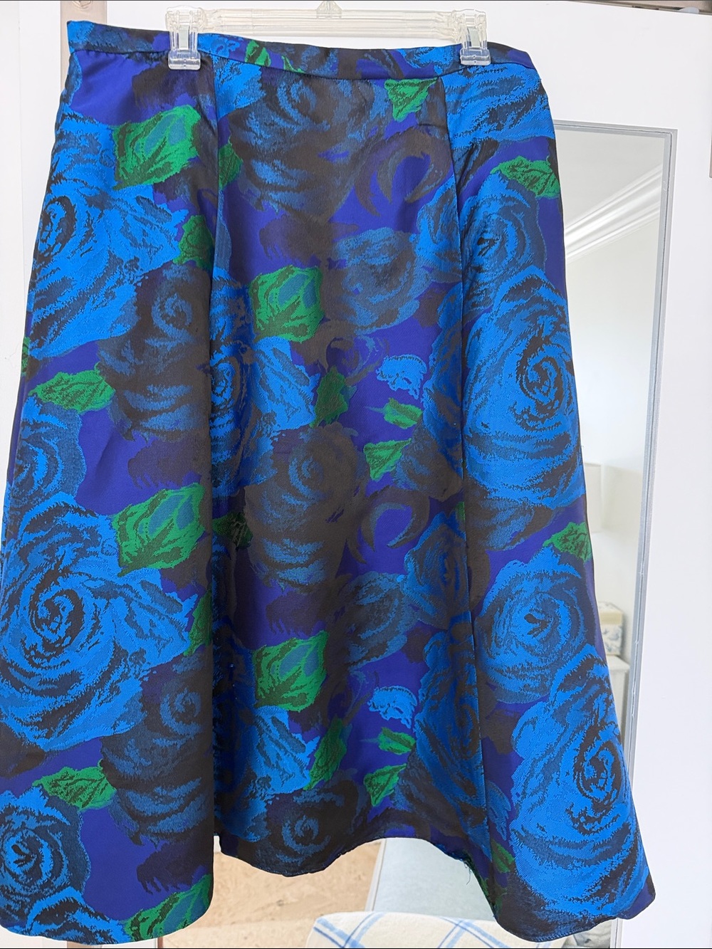 Beautiful Blue & Green Floral Circle Skirt